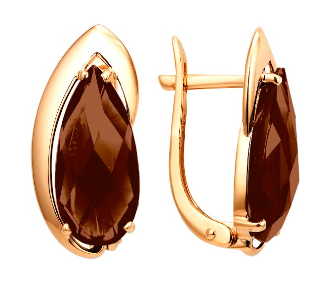 Серьги из красного золота Гранат 1.20.10.0550.06-2159, раухтопаз
