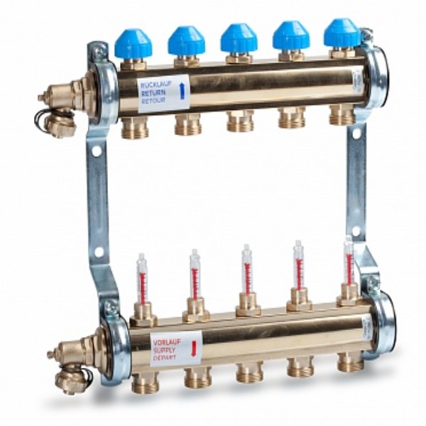 Коллекторная группа WATTS HKV/T (TYP 513) из латуни с расходометрами, 2 контура