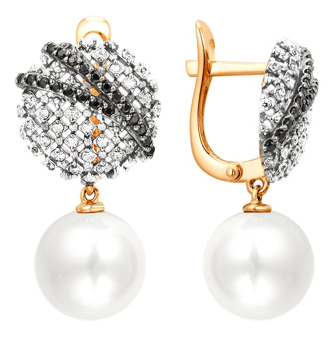 Серьги из красного золота Гранат 3.20.13.0278.00-2560, жемчуг\\фианит