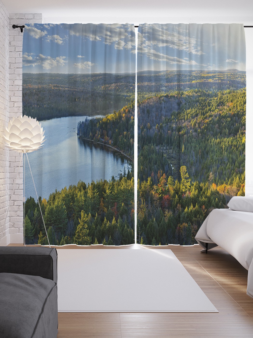 

Шторы JoyArty с фотопечатью "Широкая река" из сатена, 290х265 см, Широкая река
