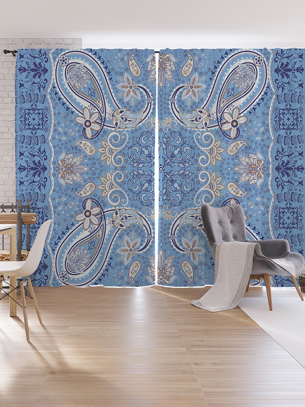 

Шторы под лён JoyArty "Мечтательные завитки", серия Oxford DeLux, 340х265 см, Мечтательные завитки