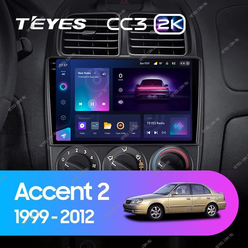 Штатная магнитола Teyes CC3 2K 6128 Hyundai Accent II LC2 1999-2012 4290000₽