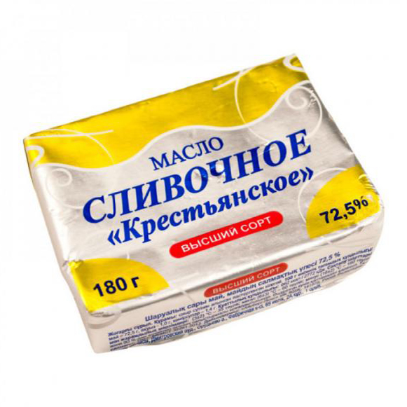 Сливочное масло Божья коровка Крестьянское 72,5% 180 г