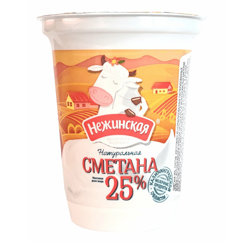 

Сметана Нежинская 25% бзмж 315 г