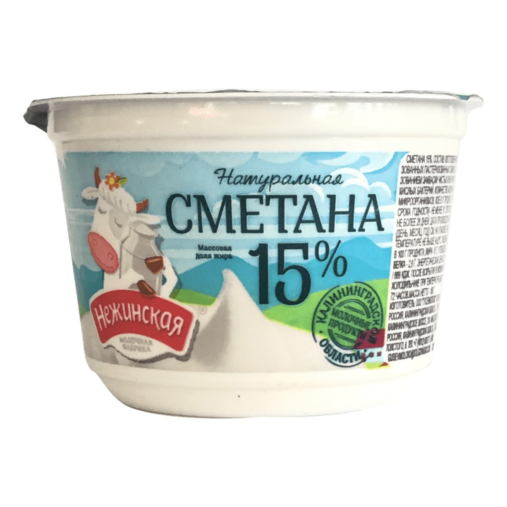 

Сметана Нежинская 15% бзмж 180 г