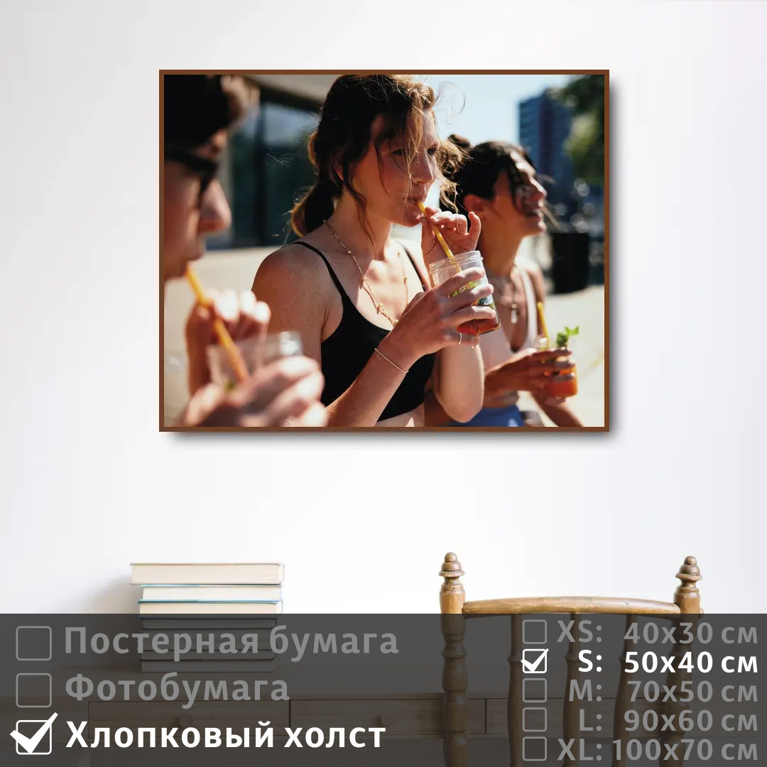 

Постер на холсте ПолиЦентр Красивые девушки с коктейлями 50х40 см, КрасивыеДевушкиСКоктейлями