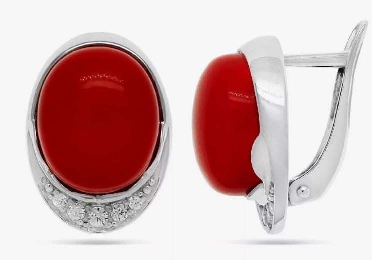 

Серьги из серебра Golden Eagle 650879, коралл/фианит, 650879