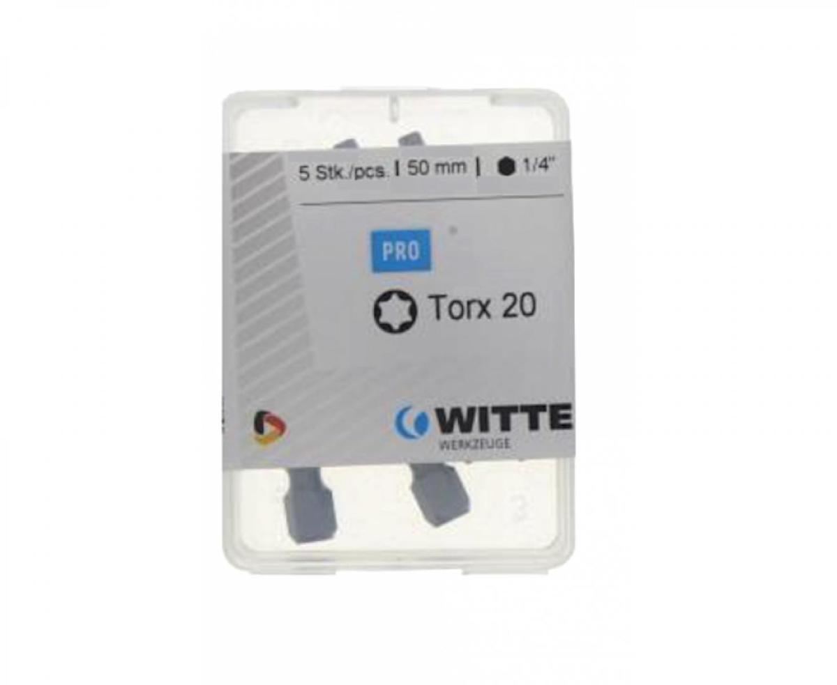 

БИТЫ 1/4"TORX T20 х50 мм пластик.уп. 5 шт.,WITTE 429605200