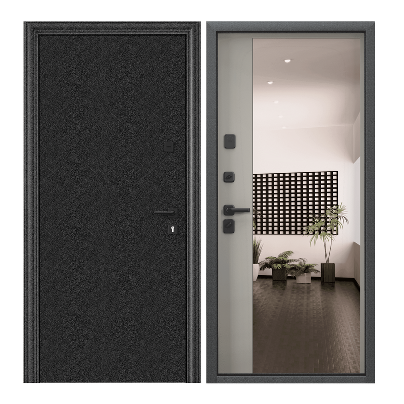 Дверь входная Torex для квартиры стальная Comfort X 1000х2050 левый, зеркало, черный