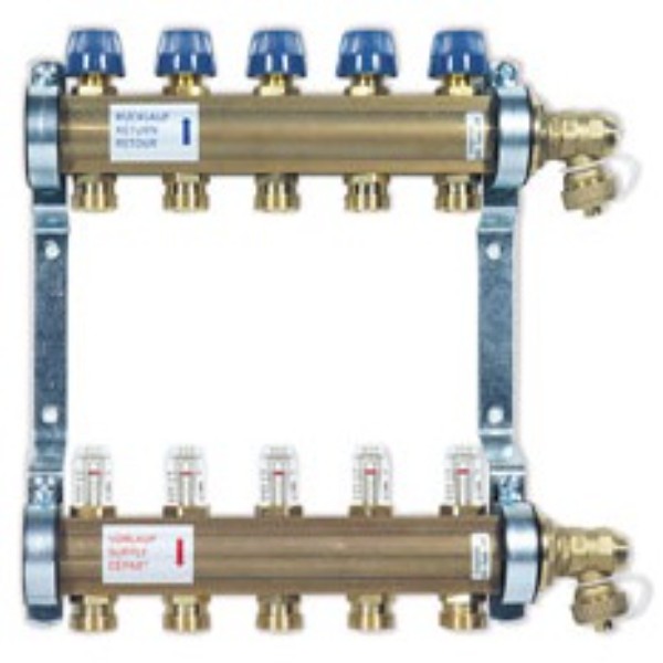 фото Коллекторная группа watts hkv/t (typ 513) из латуни с расходометрами, 7 контуров