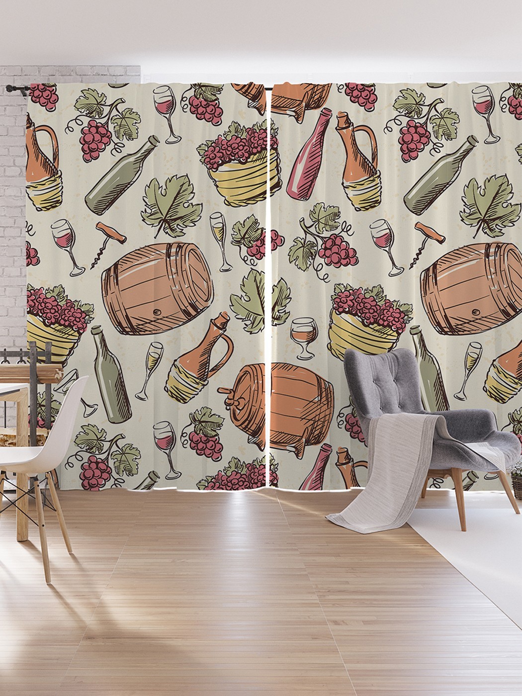 

Шторы под лён JoyArty "Винный базар", серия Oxford DeLux, 340х265 см, Винный базар