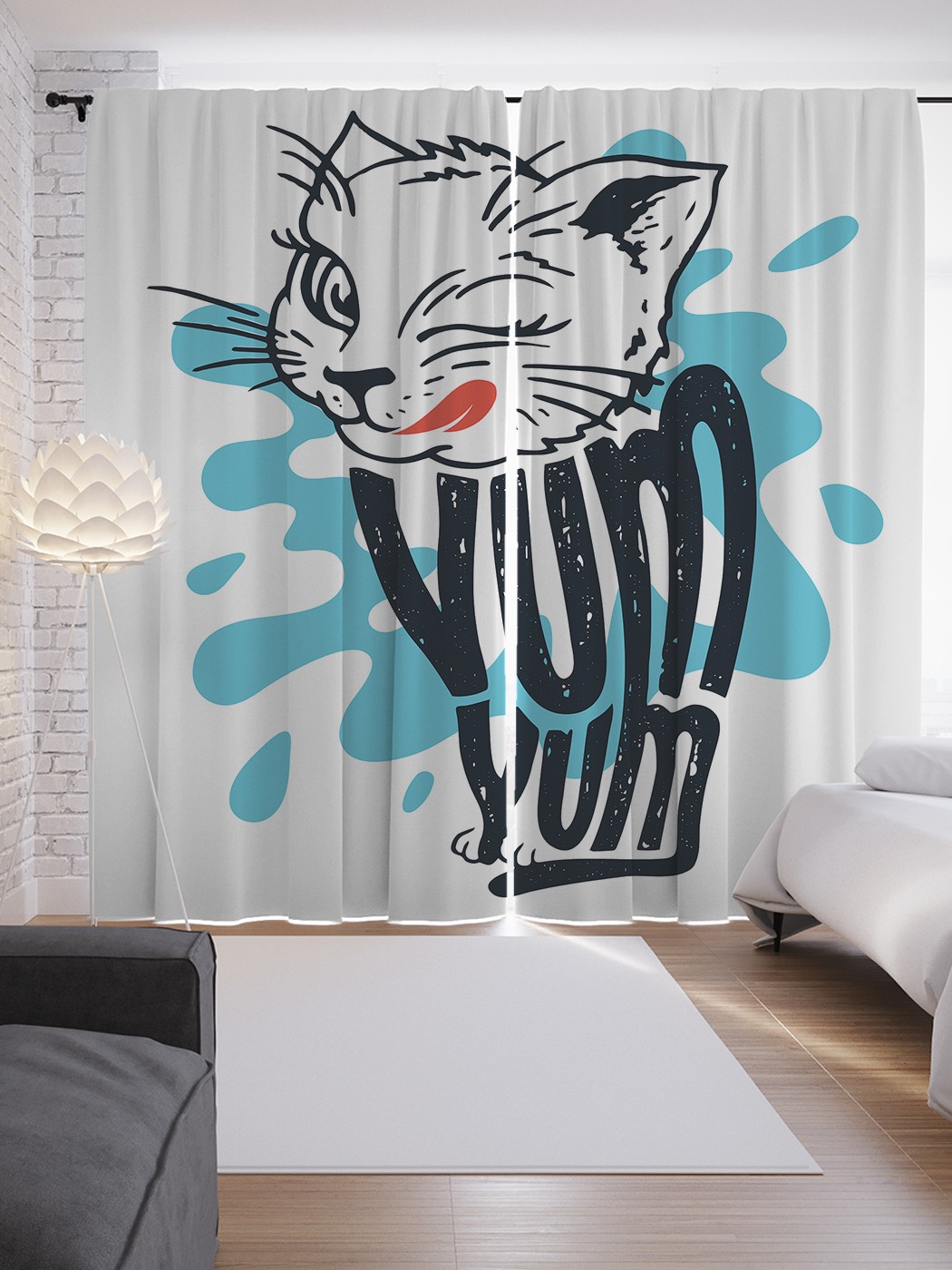 

Шторы JoyArty с фотопечатью "Голодная кошка" из сатена, 290х265 см, Голодная кошка