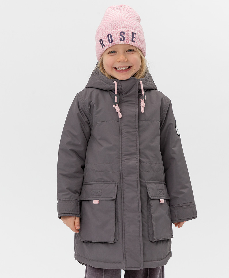 фото Серое пальто button blue для девочек 98