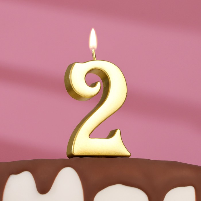 

Свеча в торт цифра "2", 5,5х3 см, золото