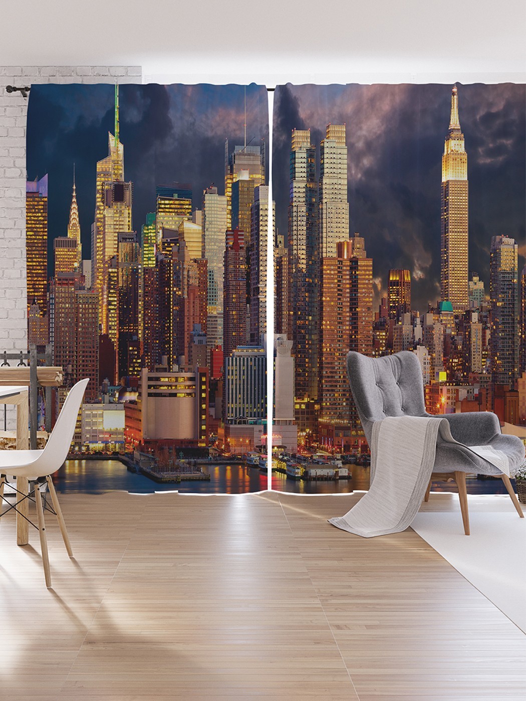 

Шторы под лён JoyArty "Вечерний город", серия Oxford DeLux, 340х265 см, Вечерний город