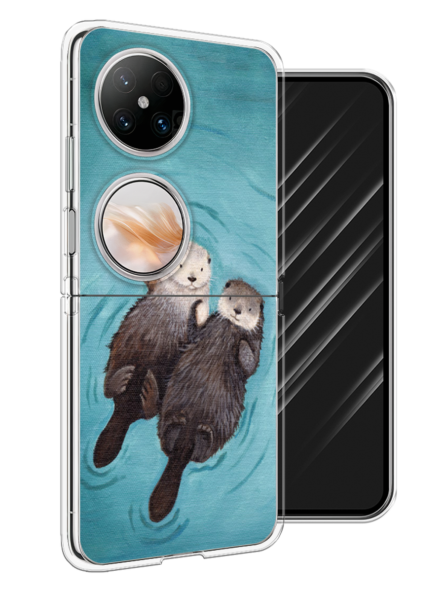 

Чехол Awog на Huawei Pocket 2 "Парочка бобров", Голубой, 6123850-1