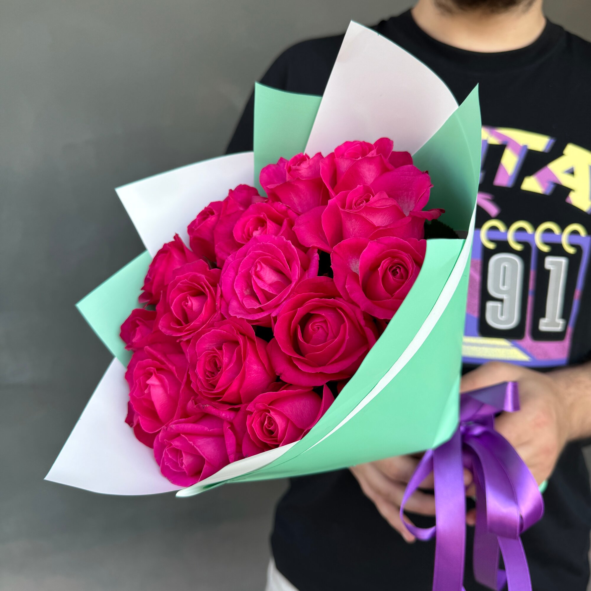 

Букет цветов Простороза.ру Розы Медиум 15 шт 15х40, розовые, арт. 13227 хит sta