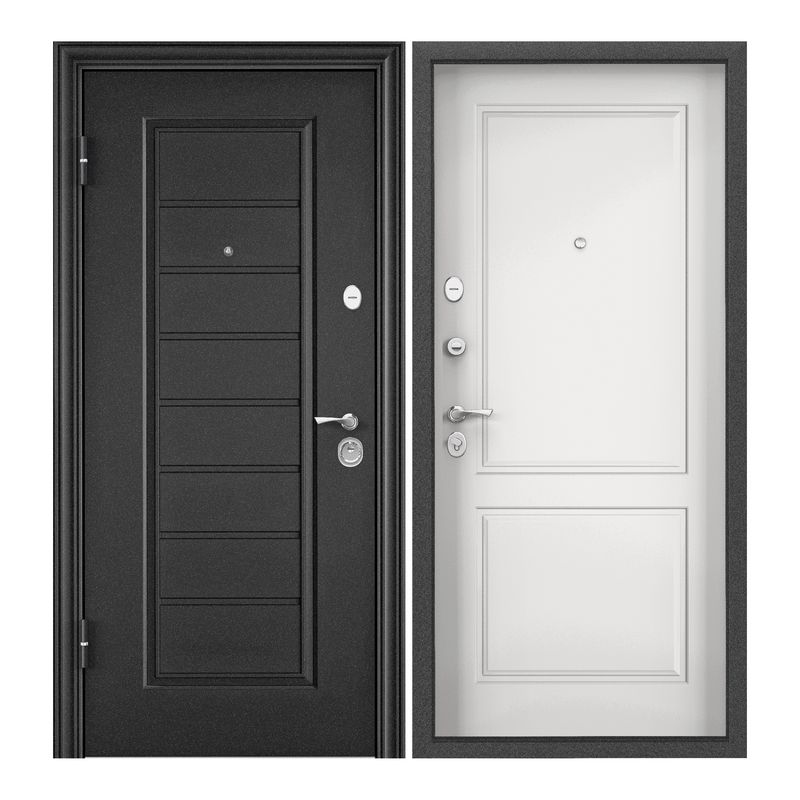 

Дверь входная Torex для квартиры металлическая Flat-L 860х2050 левый, темно-серый/белый, Flat-L