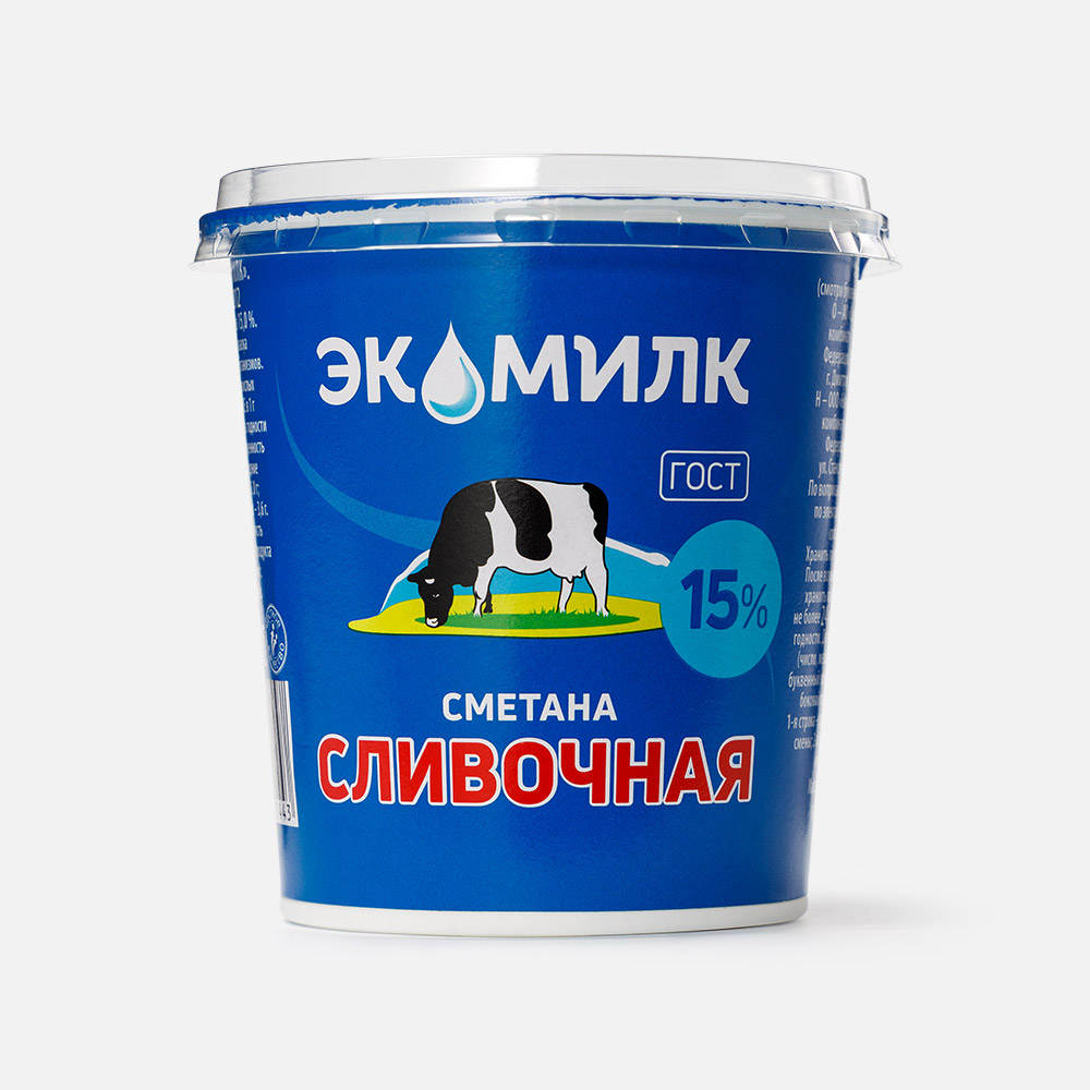 Сметана Экомилк сливочная 15% 315 г