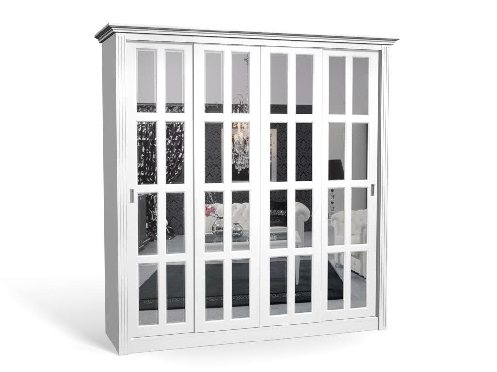 

Шкаф-купе Классика-26 МДФ для одежды с зеркалом четырёхдверный 210x200x40 Мегамебель, Белый, Классика-26