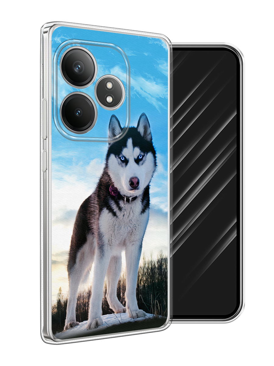 

Чехол Awog на Realme GT 6T "Хаски 3", Белый;черный;голубой, 2517550-1