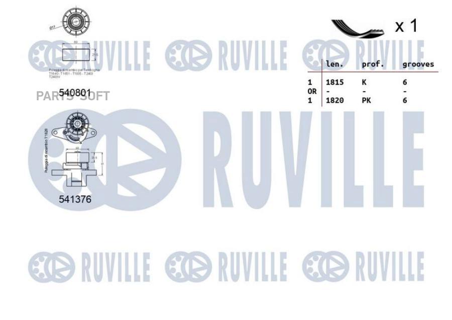 

Комплект Поликлинового Ремня Renault: Laguna Ii-Iii Ruville арт. 570181