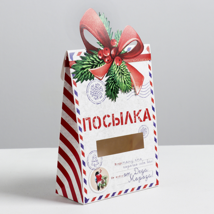 

Коробка складная Посылка, 15 х 7 х 22 см, Красный;белый;зеленый