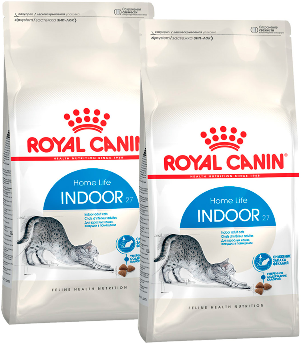 фото Сухой корм для кошек royal canin indoor 27, 2 шт по 2 кг