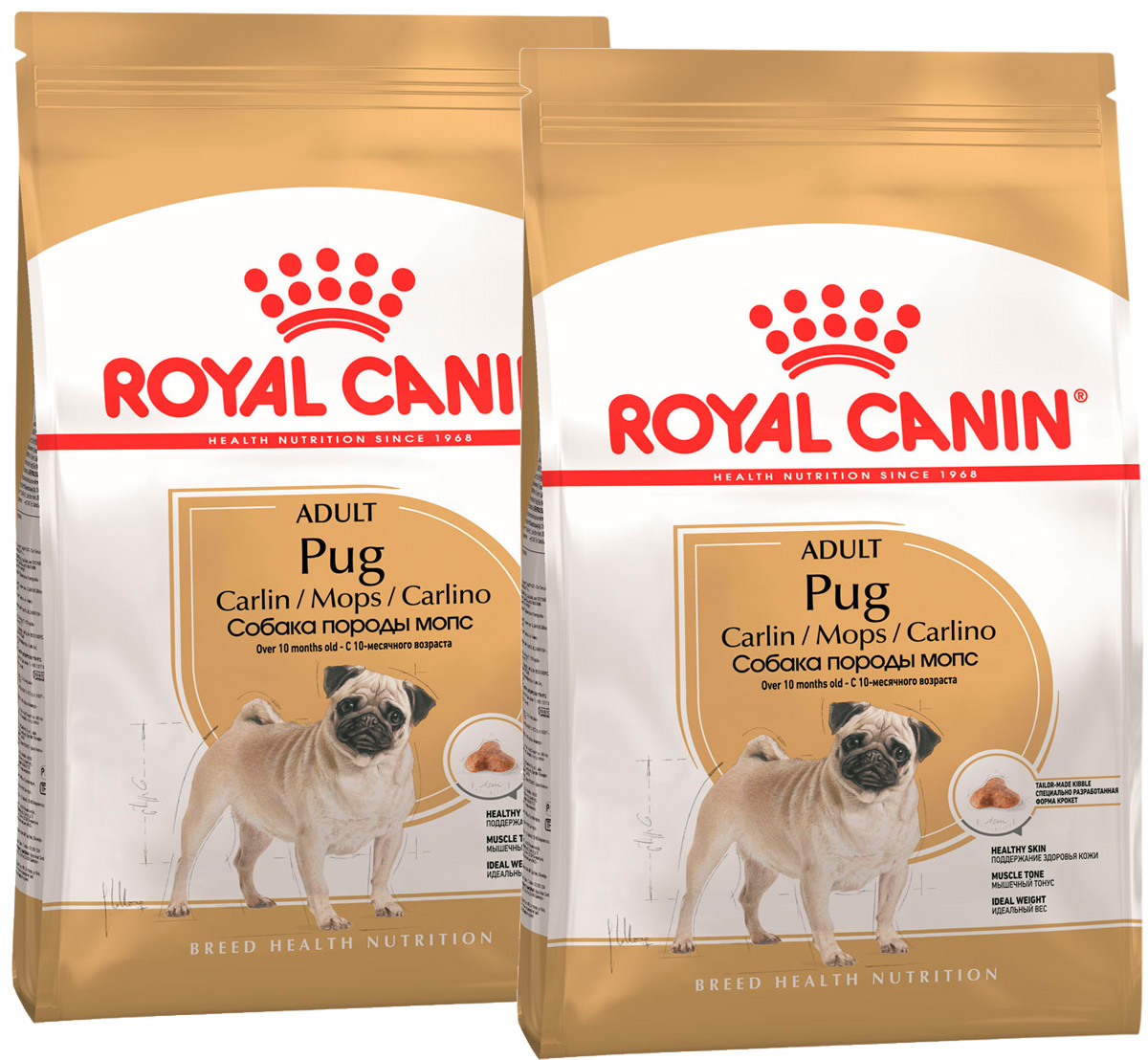 

Сухой корм для собак Royal Canin Pug Adult, для мопса, 2 шт по 1,5 кг