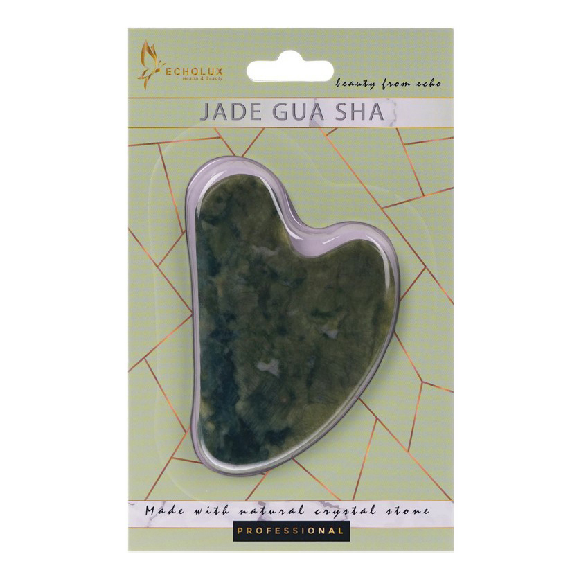 Камень массажный Echolux Jade Gua Sha скребок гуаша, темно-зеленый