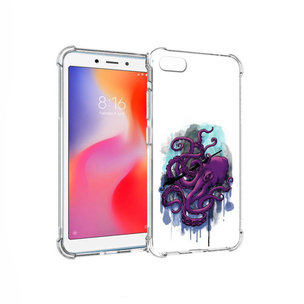 

Чехол MyPads Tocco для Xiaomi Redmi 6A фиолетовый осьминог (PT113916.305.658), Прозрачный, Tocco