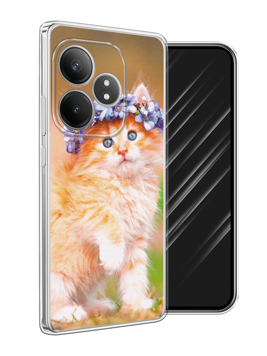 

Чехол Awog на Realme GT 6T "Рыжий кот в венке", Коричневый;синий, 2517550-1