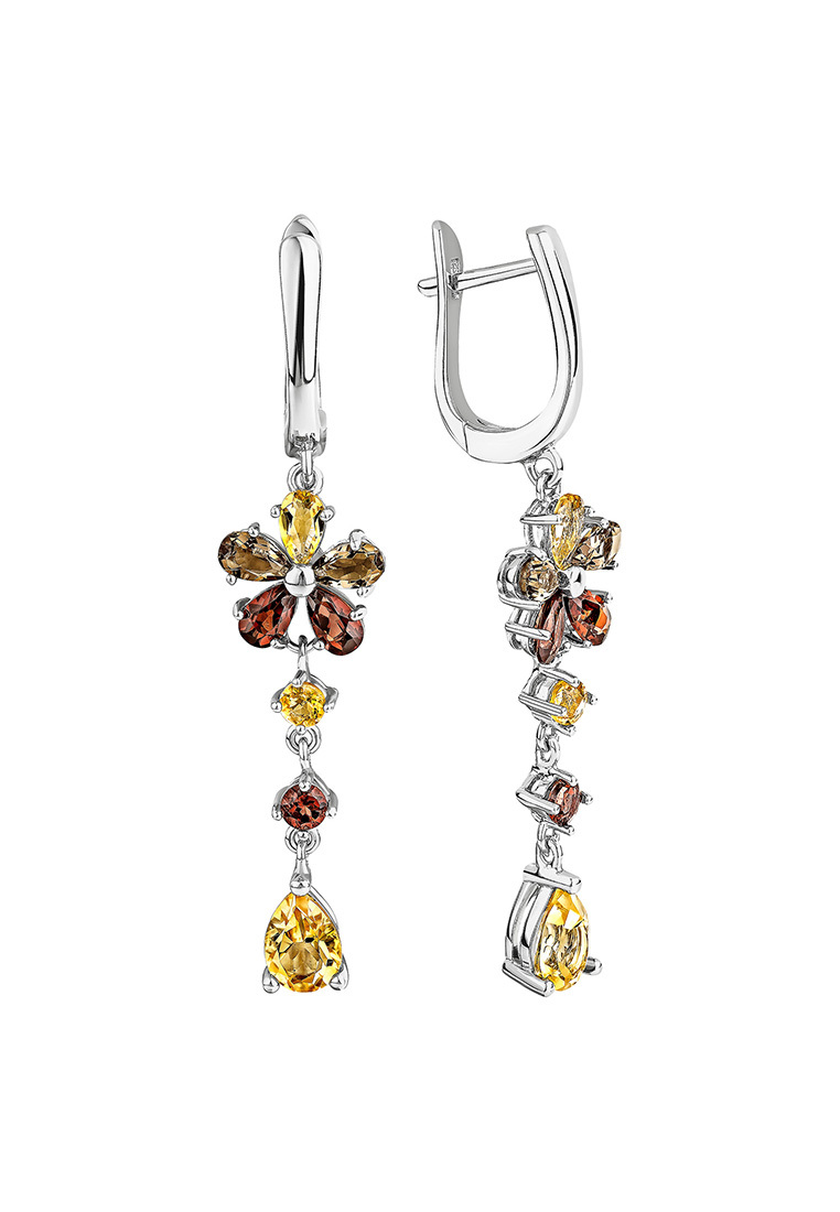 

Серьги из серебра с гранатом/раухтопазом/цитрином Kari Jewelry СЛ-2548-MIX, СЛ-2548-MIX