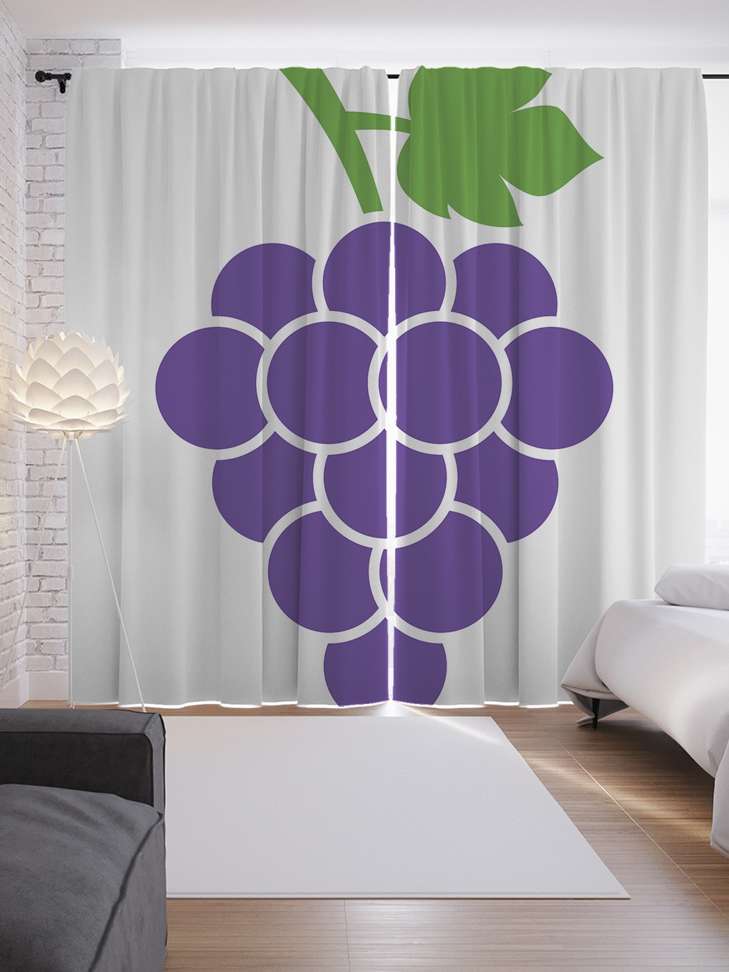 

Шторы JoyArty с фотопечатью "Виноградный трафарет" из сатена, 290х265 см, Виноградный трафарет