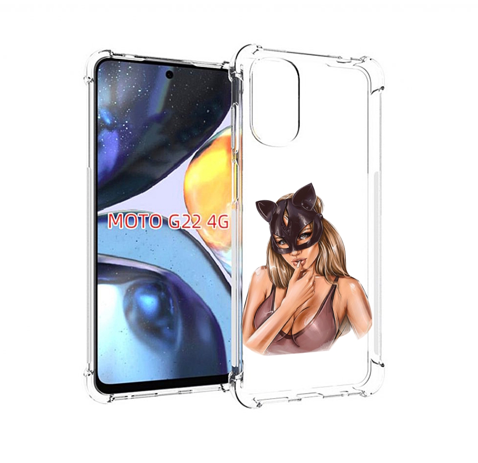 Чехол MyPads девушка-в-купальнике-с-маской-кошки женский для Motorola Moto G22 4G