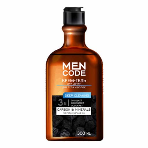 фото Крем-гель для душа men code deep cleaning с экстрактами угля и минералов 300 мл