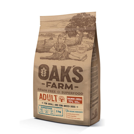 фото Сухой корм для собак oaks farm gf adult, для маленьких пород, лосось, 2.037кг