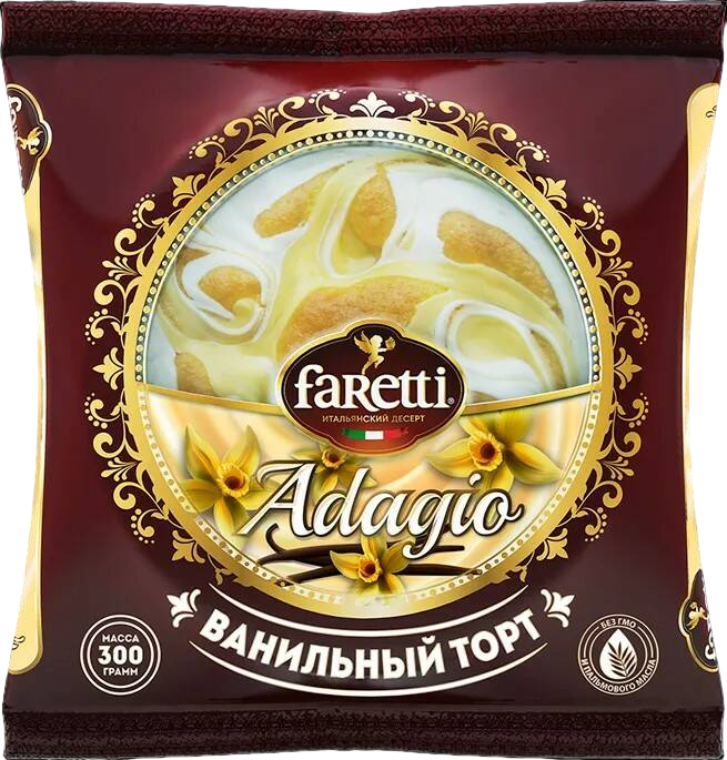 

Торт Faretti Adagio бисквитный ванильный 300 г