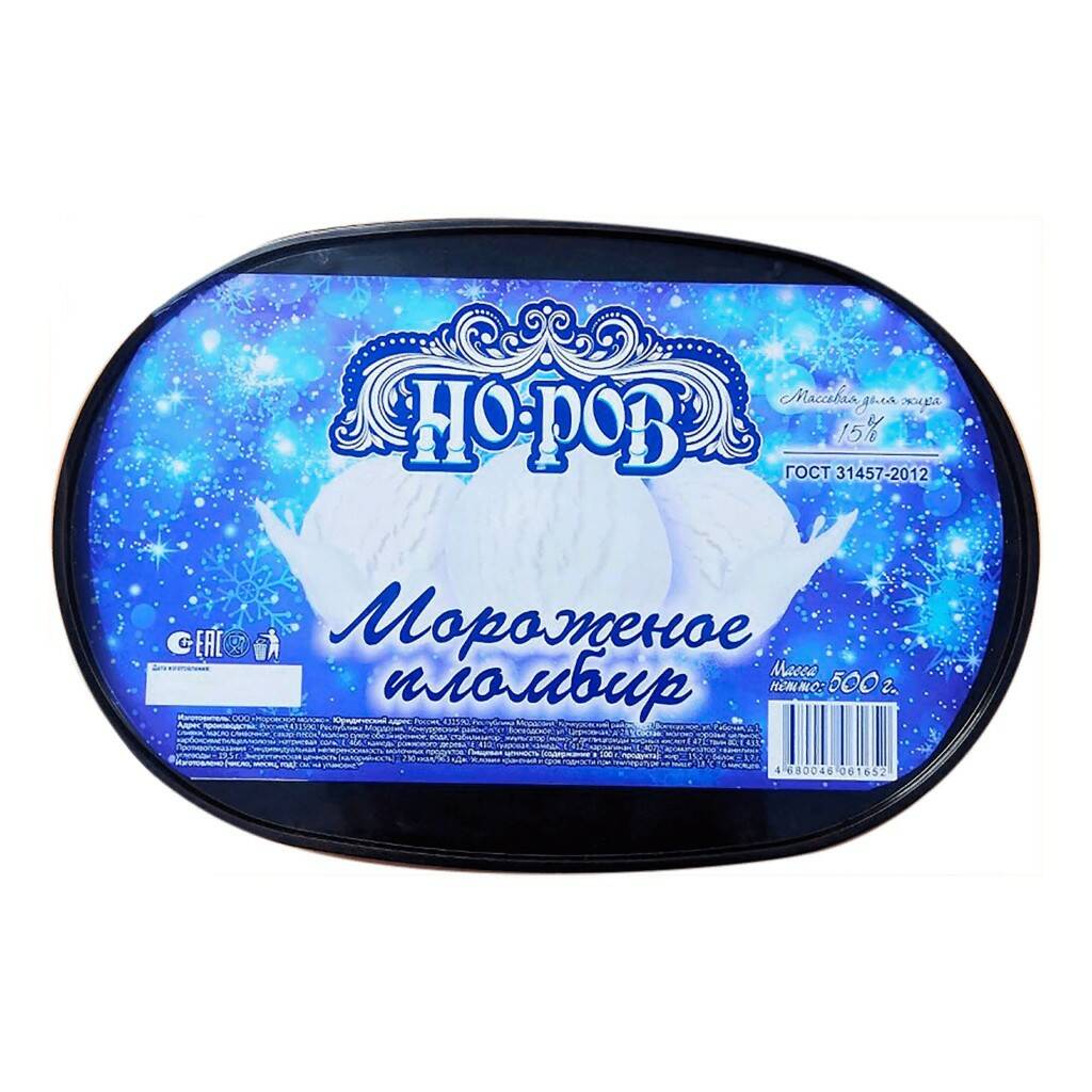 

Мороженое пломбир Норовское молоко ГОСТ сливочное 500 г