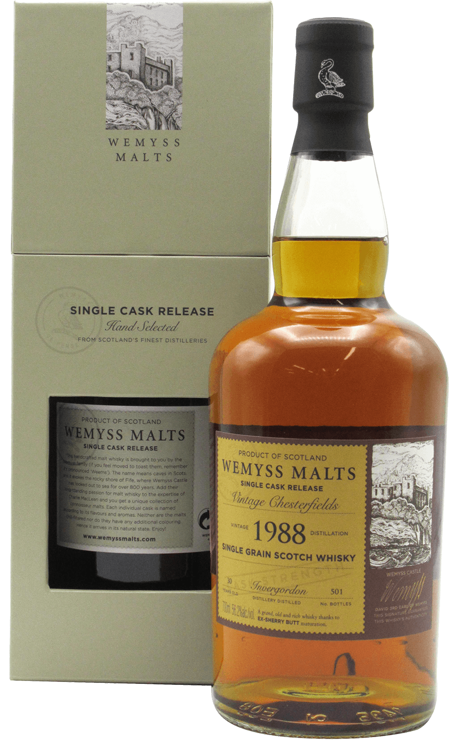 

Виски Wemyss Malts Vintage Chesterfields 1988 Invergordon Single Cask Single Grain 0,7 л