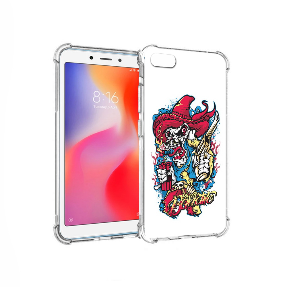 

Чехол MyPads Tocco для Xiaomi Redmi 6A нарисованный скелет с писталетом (PT113916.305.513), Прозрачный, Tocco