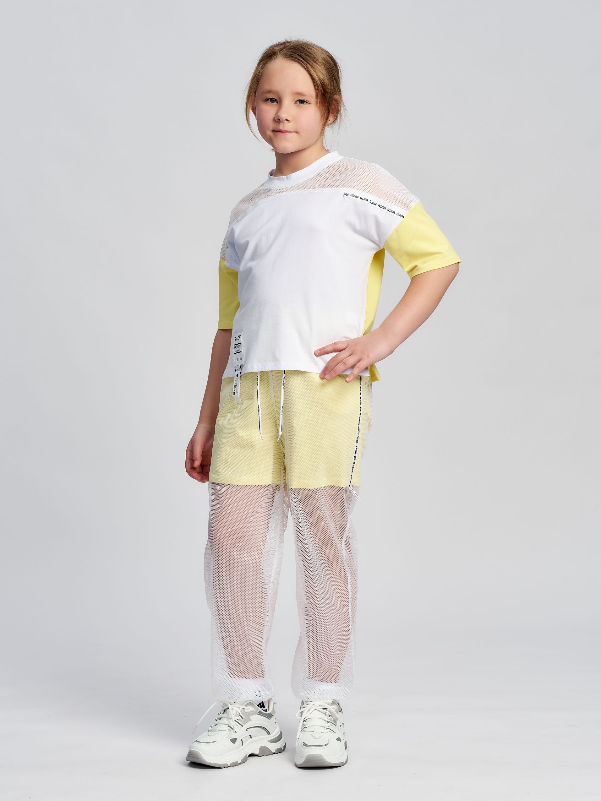 Костюм повседневный Minavla Лика, белый; желтый, 128