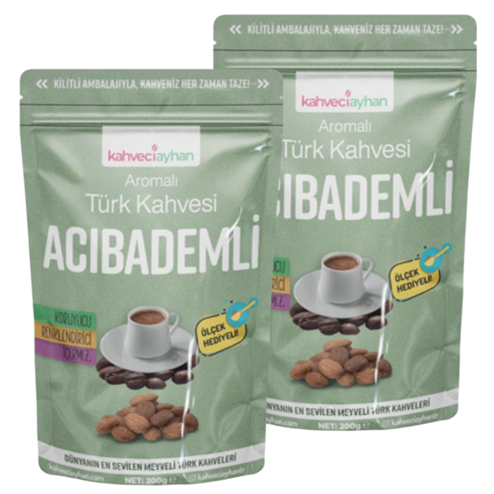 Турецкий кофе молотый Ayhan с миндалем, 2 шт по 100 г