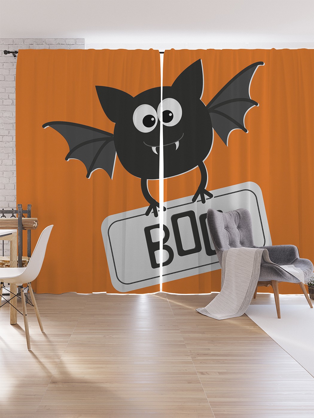 

Шторы под лён JoyArty "Летучая мышь пугает", серия Oxford DeLux, 340х265 см, Летучая мышь пугает