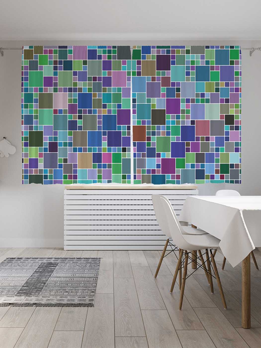 

Классические шторы JoyArty "Квадратные пазлы", серия Oxford DeLux, 2 полотна 145x180 см, Квадратные пазлы