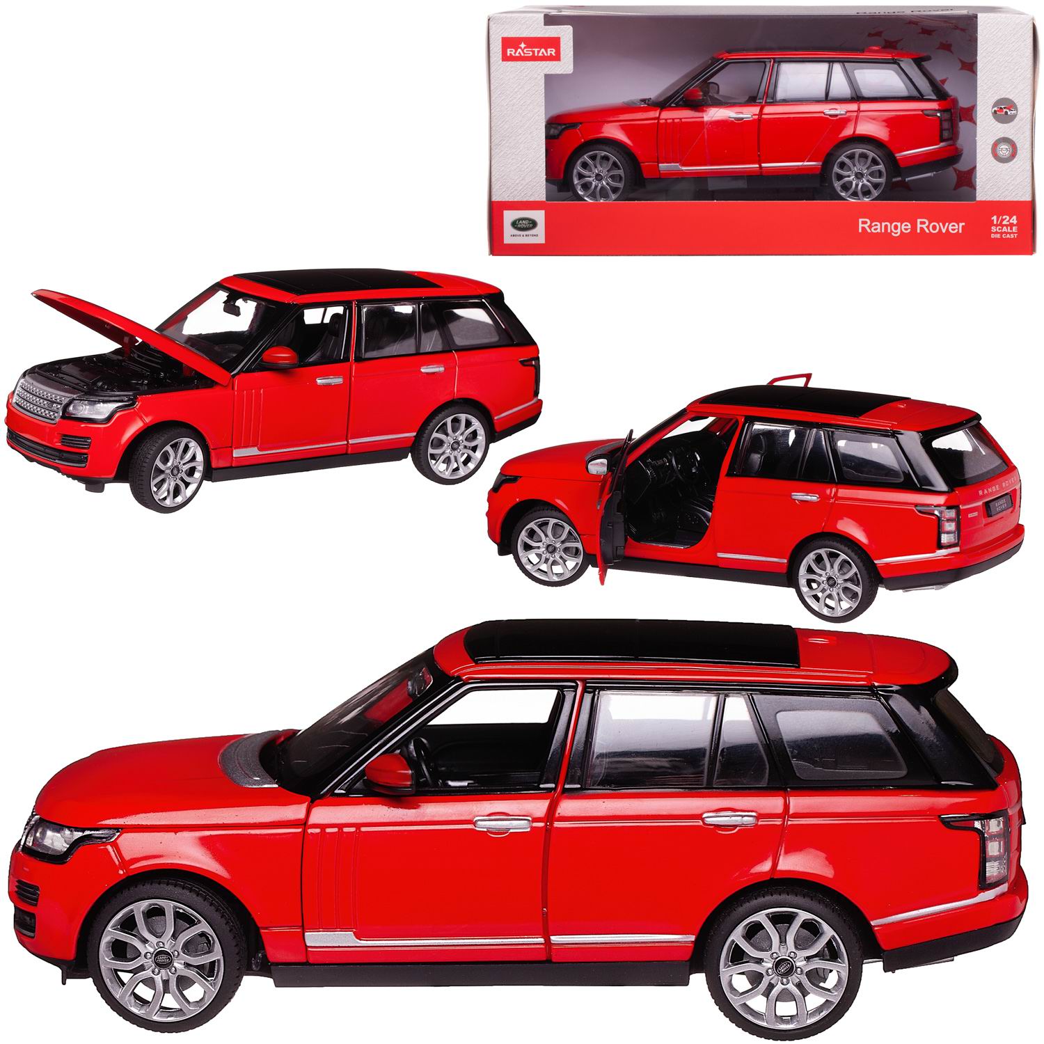 Машина RASTAR металлическая 1:24 Range Rover, красный, двери и капот открываются 56300R каталка chilokbo range rover evogue red красный