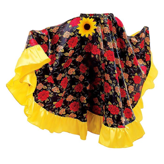 Карнавальный костюм Цыганская юбка с жёлтой оборкой, длина 59 см, рост 110-116