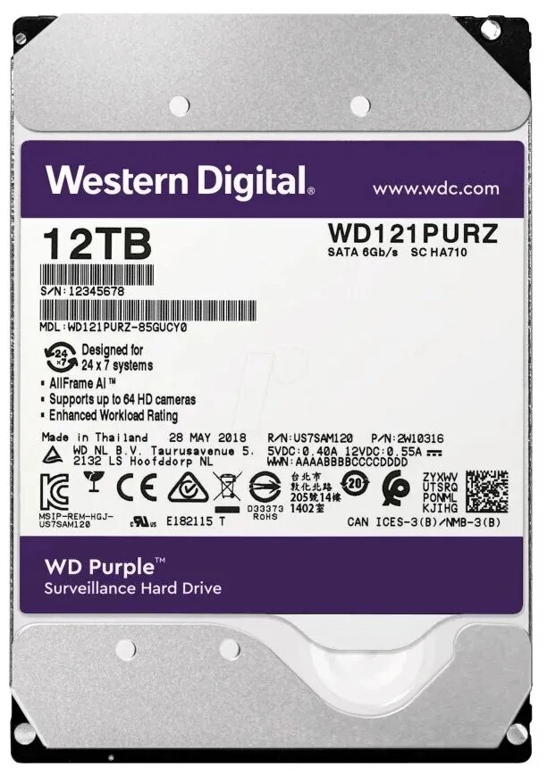 

Жесткий диск WD121PURXan, Синий, WD121PURXan