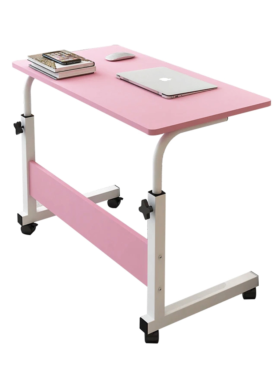 Прикроватный стол для ноутбука, на колесиках, регулировка высоты, розовый, 40х80 см