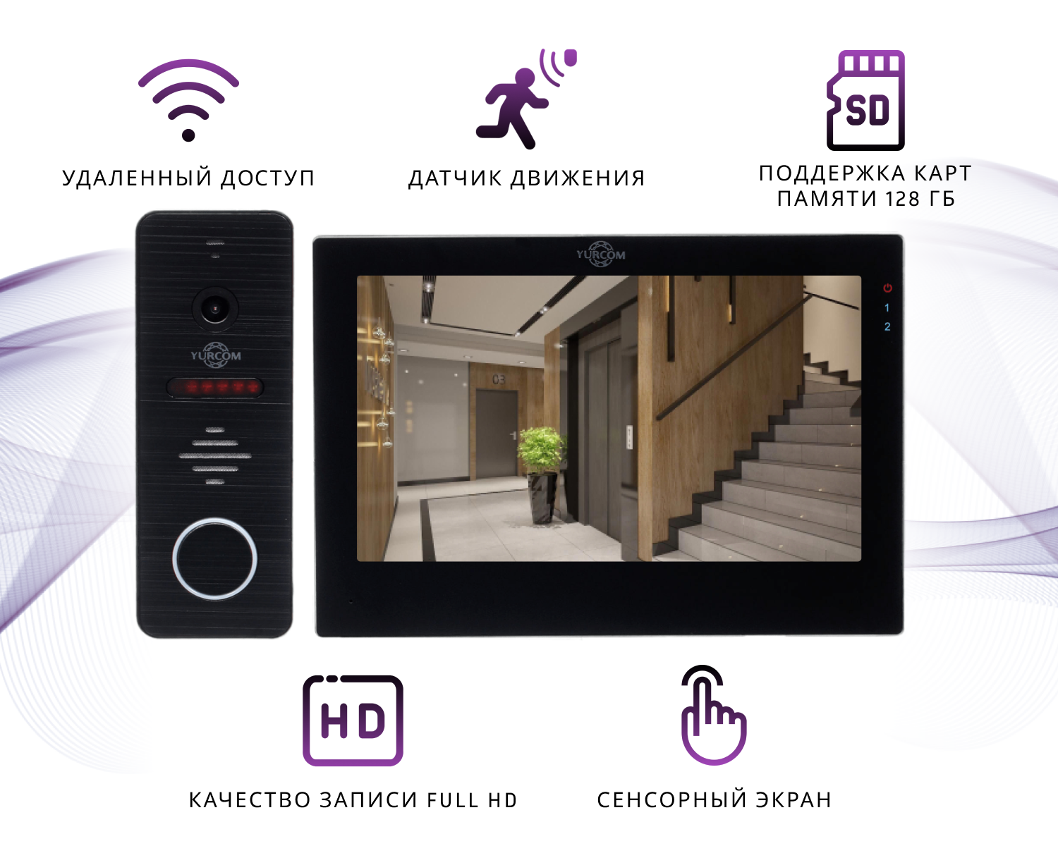 Комплект Wi-Fi видеодомофона YURCOM VIDEO MP-96703DP FHD